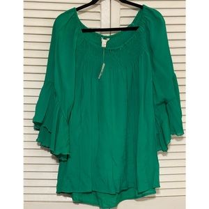 Cato green bell sleeve dress shirt 22/24W NWT